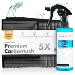 chemicalworkz Carbon Fiber Glass Towel Premium Glastuch 360GSM 40×40 5Stk. + Glasreiniger 1L