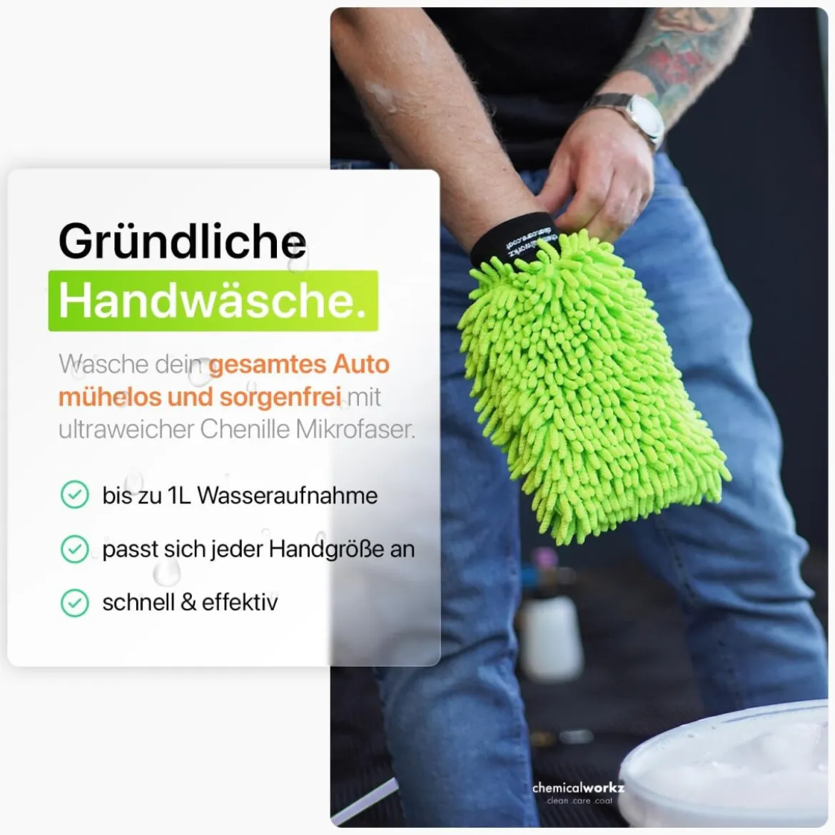 chemicalworkz Chenille Wash Mitt Grün