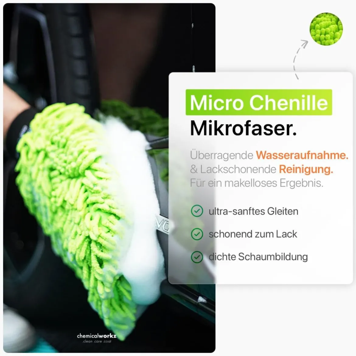 chemicalworkz Chenille Wash Mitt Grün