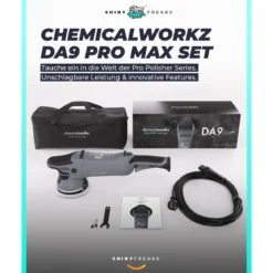 chemicalworkz DA9 Pro Max Poliermaschinen Set mit Sonax Polituren, Polierpads & 2 Stützteller