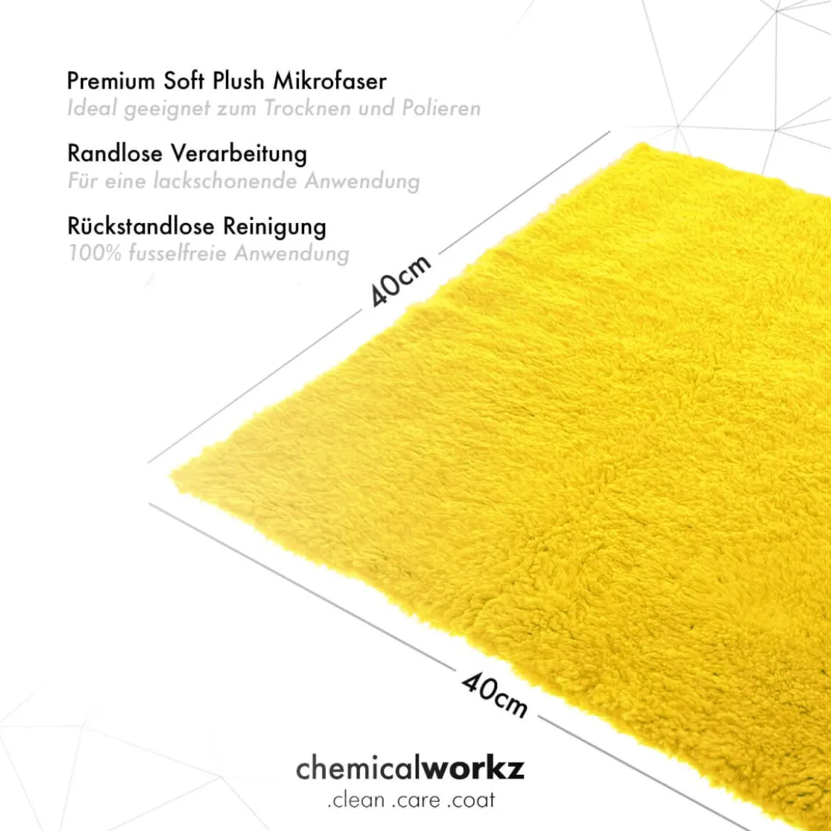 chemicalworkz Edgeless Soft Touch Towel 500GSM Gelb Poliertuch 40×40cm