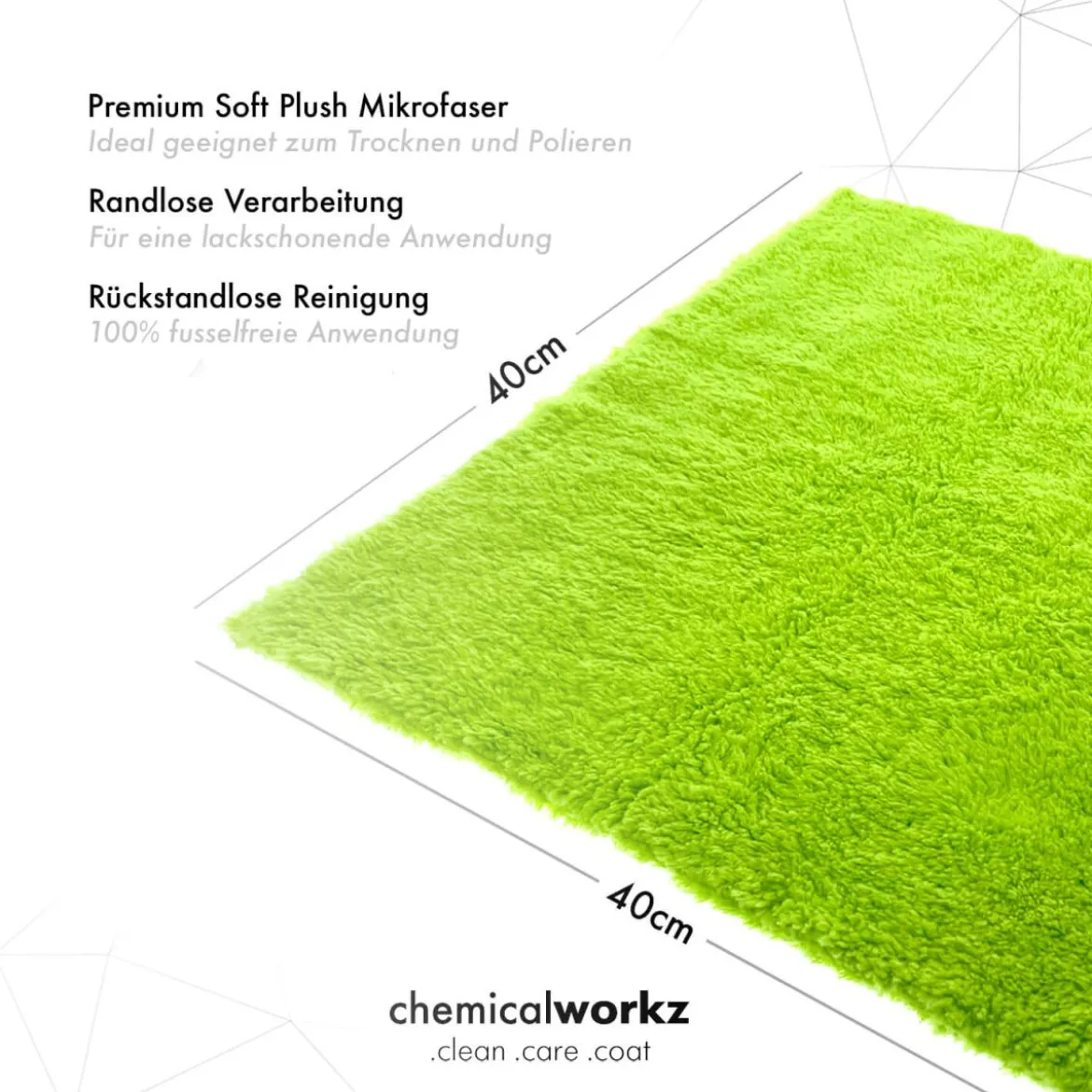chemicalworkz Edgeless Soft Touch Towel 500GSM Grün Poliertuch 40×40cm