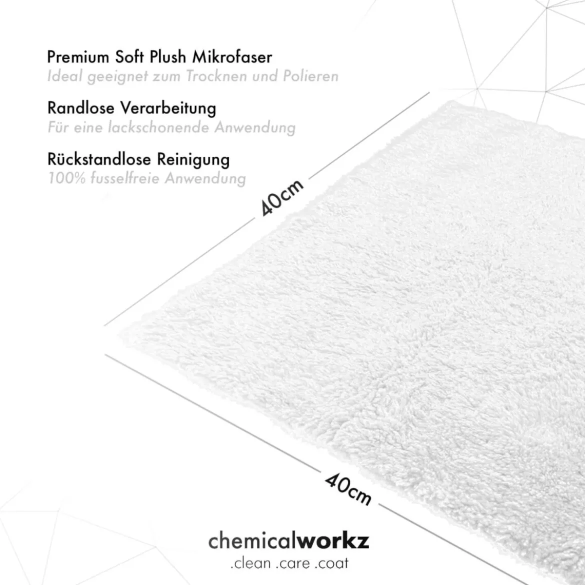 chemicalworkz Edgeless Soft Touch Towel 500GSM Weiß Poliertuch 40×40cm