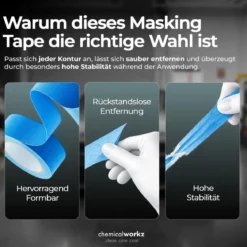 chemicalworkz Masking Tape Klebeband Blau 18mm 3Stk.