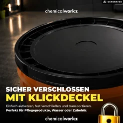 chemicalworkz Wascheimer Set 20 Liter Orange + Basic Zubehör Schwarz (3-teilig)