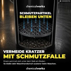 chemicalworkz Wascheimer Set 20 Liter Schwarz + Basic Zubehör Schwarz (3-teilig)