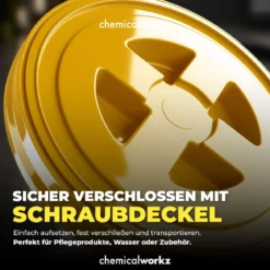 chemicalworkz Wascheimer Set 20 Liter Weiß + Deckel Gold (2-teilig)