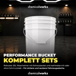 chemicalworkz Wascheimer Set 20 Liter Weiß + Deckel Gold (2-teilig)