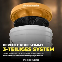 chemicalworkz Wascheimer Set 20 Liter Weiß + Zubehör Gold/Schwarz (3-teilig)