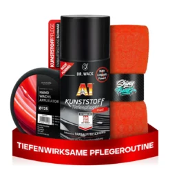 Dr. Wack Kunststoffpflege Set A1 Kunststoff Tiefenpfleger matt 250ml + Zubehör (3-teilig)