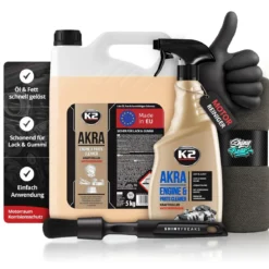 K2 Akra Motorraumreiniger 5kg + 770ml + Zubehör (5-teilig)