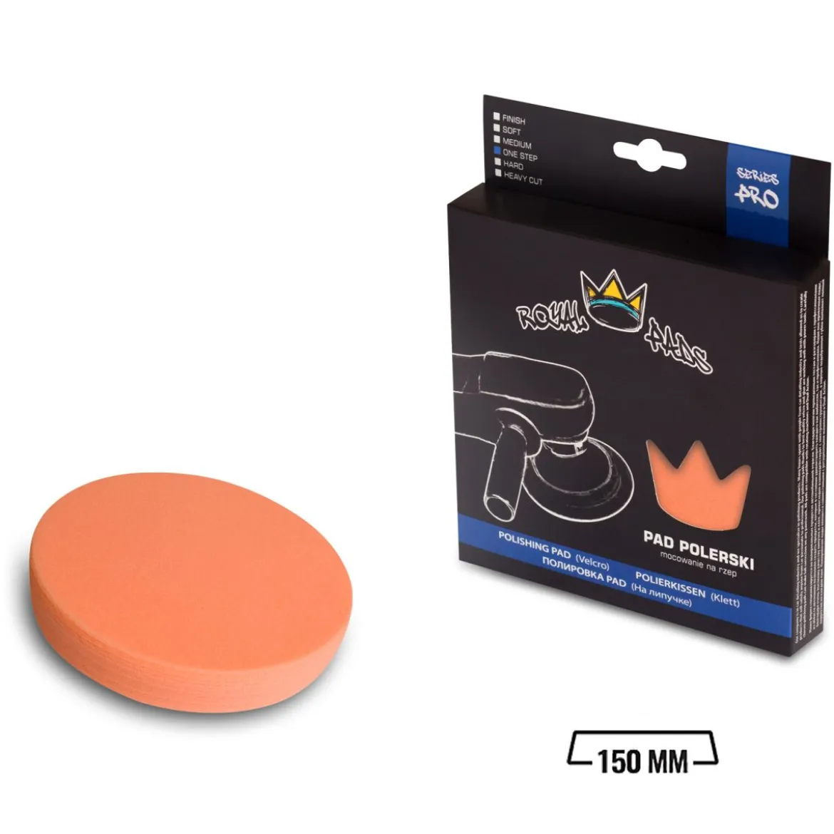 Royal Pads - PRO One Step Schaum-Polierpad 150mm orange