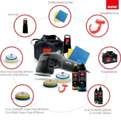 Rupes BigFoot LHR 75E Mini Exzenterpoliermaschine Luxus Kit, 13-teilig