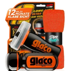 Soft99 Glas-Set Glaco Glass Compound Roll On & Ultra Glaco + Mikrofasertuch (3-teilig)