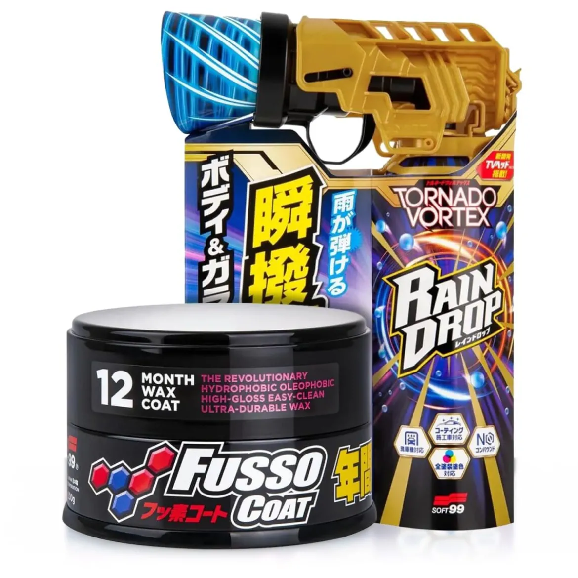 Soft99 Wachs Set Fusso Coat Dark & Rain Drop Tornado Vortex (3-teilig)