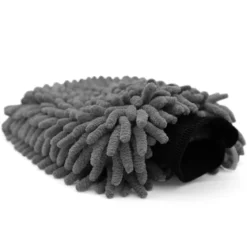 The Collection Chenille Mitt Waschhandschuh grau